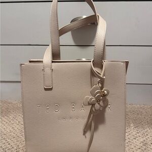 Ted Baker Pale Cream Structured Tote with Floral Charm